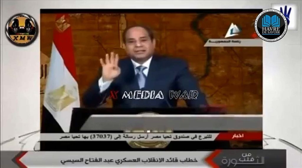 Le dictateur Al-Sissi fait le signe "Rabaa" par erreur